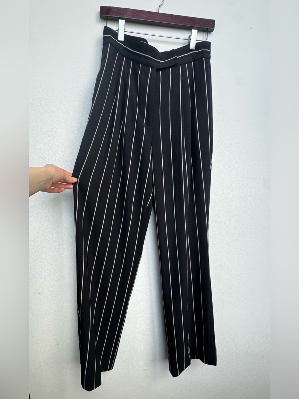 Per Se by Carlisle Navy Pinstripe High-Waist Wide Leg Pants
